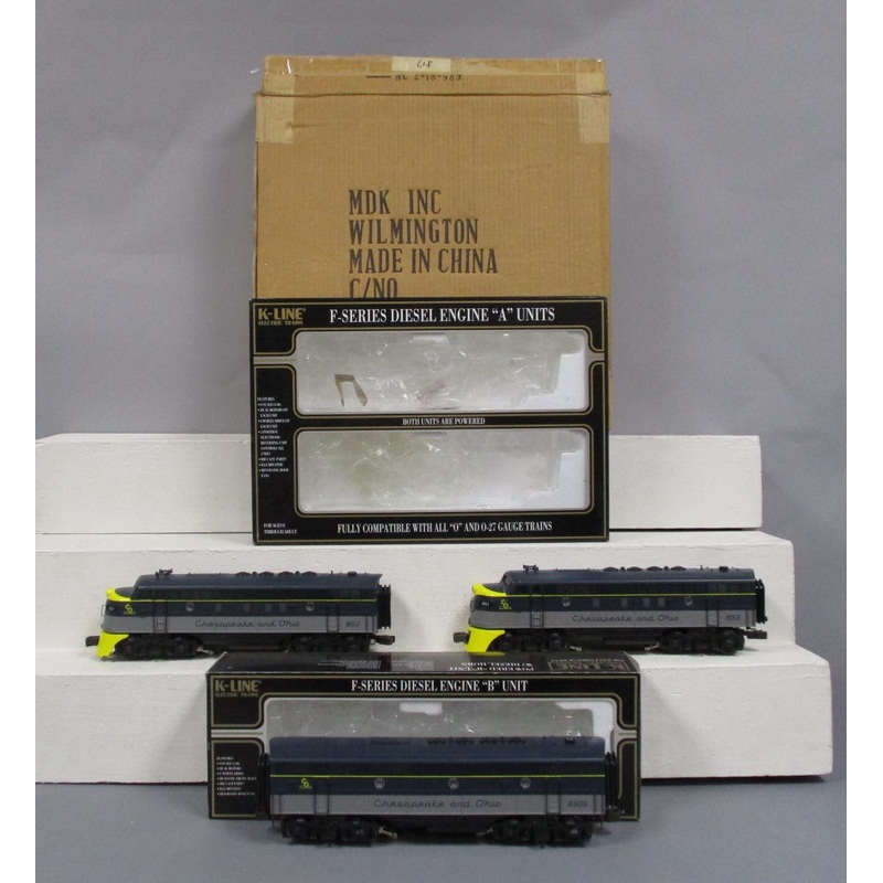 K-Line K2515IC O Gauge Chesapeake & Ohio F7 ABA Powered Diesel Set #8012/8013 LN/Box
