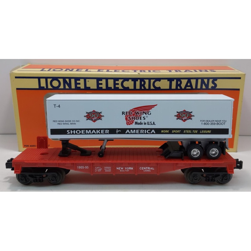 Lionel 6-16953 O Gauge New York Central Flatcar w/ Red Wing Shoes Trailer EX/Box