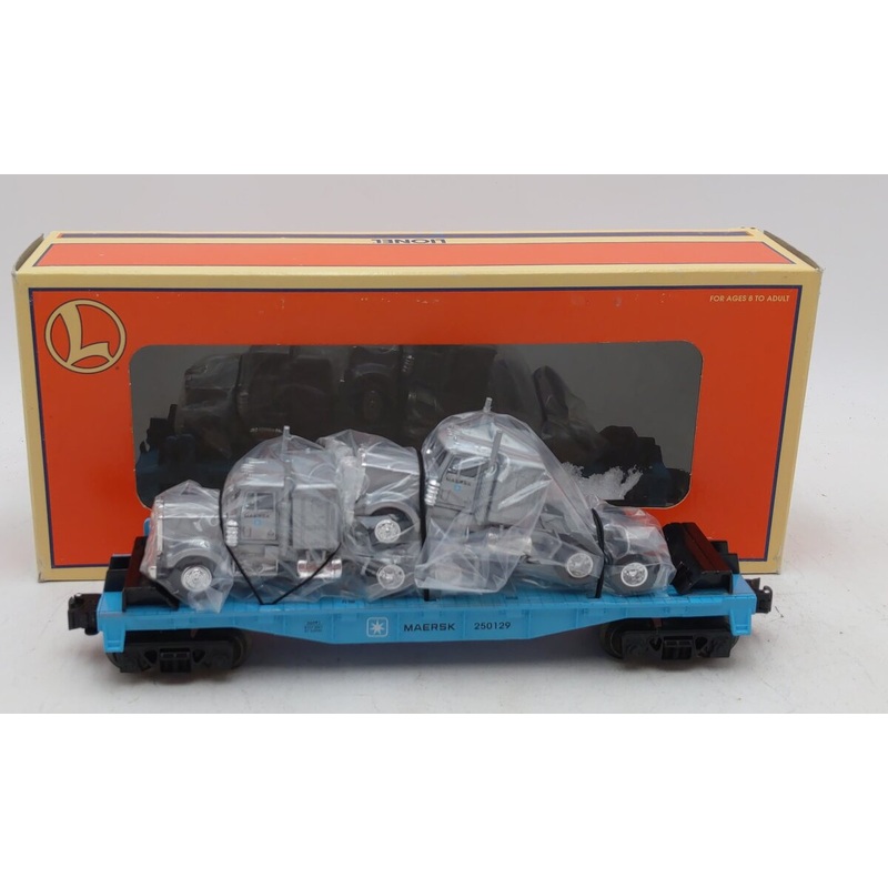 Lionel 6-36091 O Gauge Maersk Flat Car #250129 w/ 2 Die-Cast Tractors EX/Box