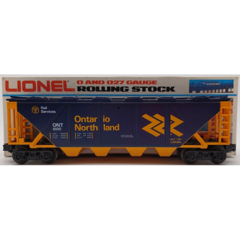 Lionel 6-6100 O Gauge Ontario Northland Covered Quad Hopper EX/Box