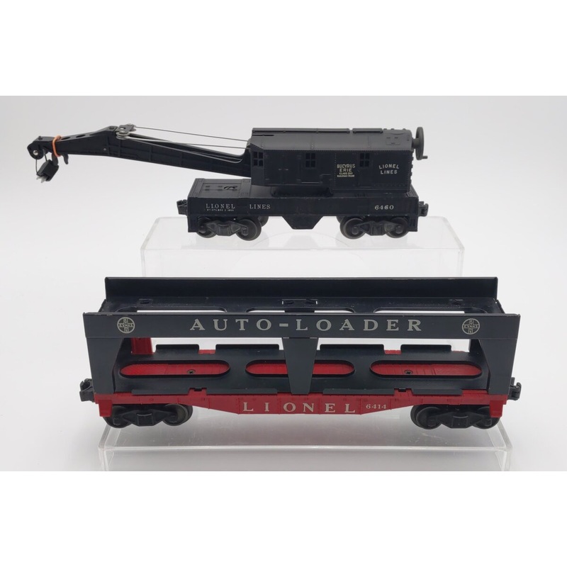 Lionel Vintage O Gauge Crane Car & Auto Loader: 6460, 6414 [2] VG