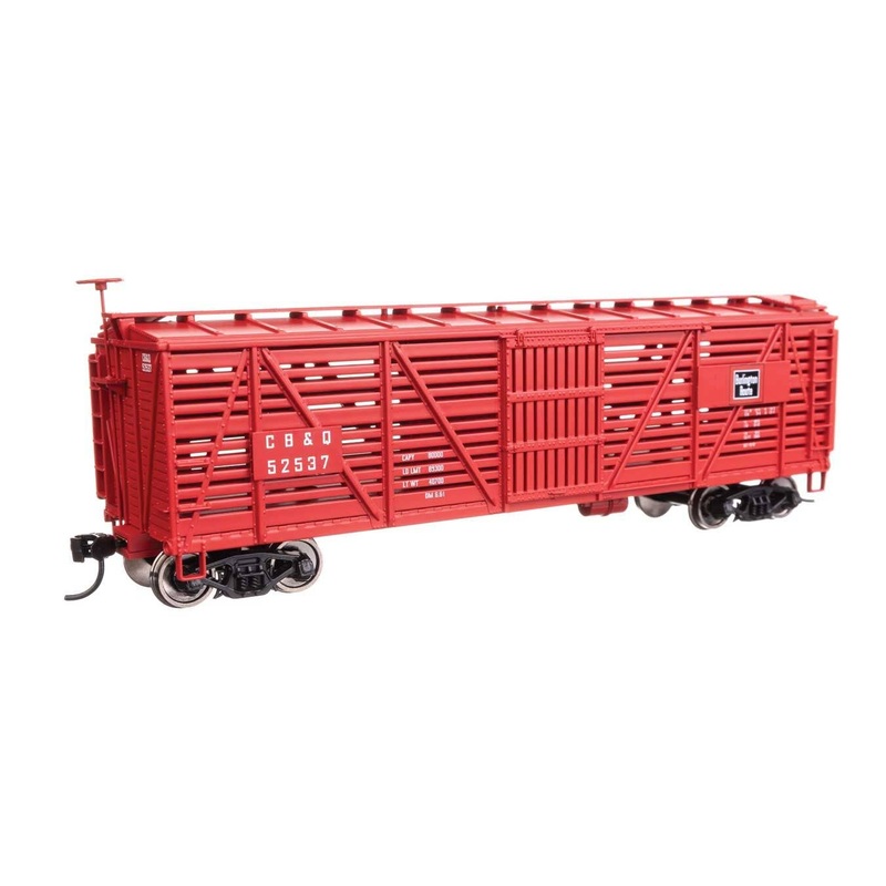 Walthers 910-41452 HO CBQ 40′ Wood Stock Car Ready to Run #52537