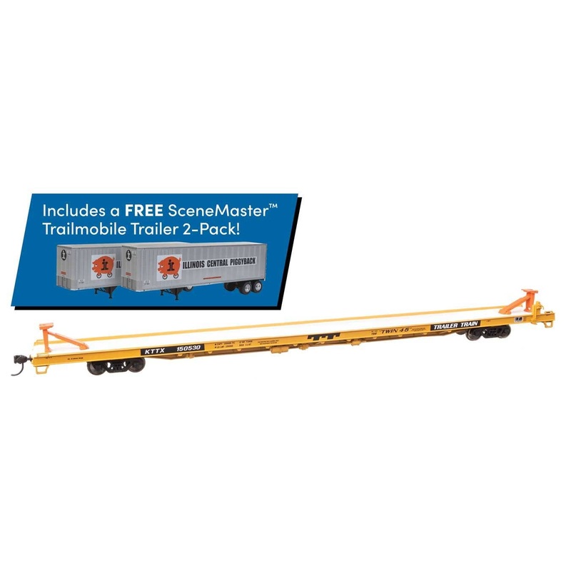 Walthers 910-5739B HO Trailer Train Flat Car with Trailers KTTX #150530