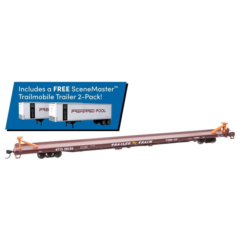 Walthers 910-5750B HO Trailer Train Flat Car with Trailers KTTX #151132