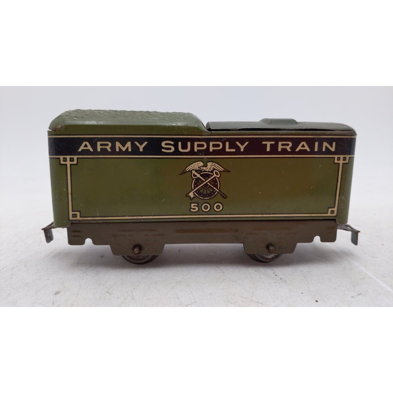 Marx O Gauge Pre War 500 Tender for Army Supply Train OD Litho VG