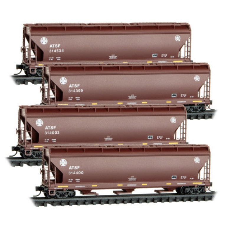 Micro-Trains 98300237 N ATSF 3-Bay Covered Hoppers (Set of 4)
