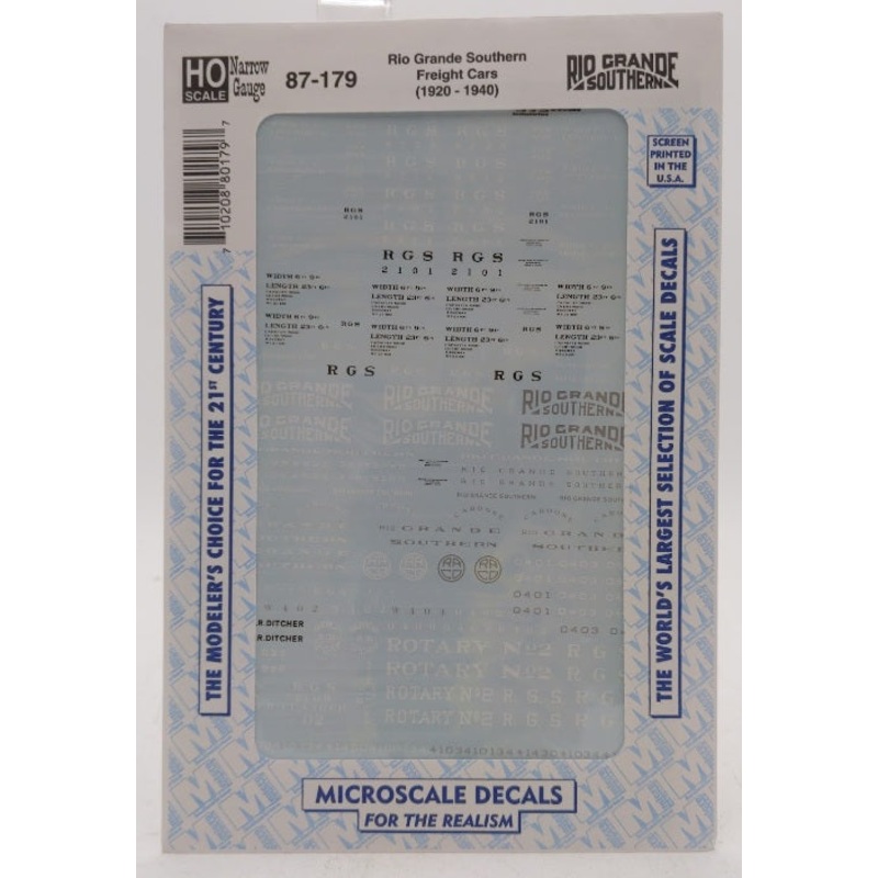 Microscale 87-179 HO Narrow Gauge Rio Grande Southern Freight Cars 1920 – 1940