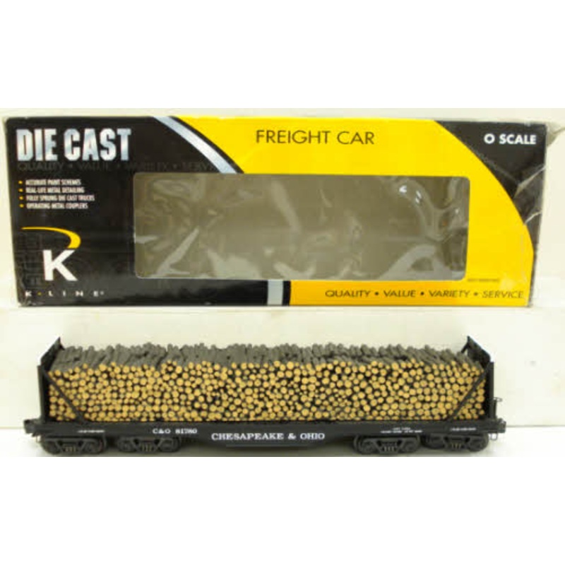 K-Line K693-1251 O Gauge C&O Die-Cast Flatcar # 81780 w/ Pulpwood Load EX/Box