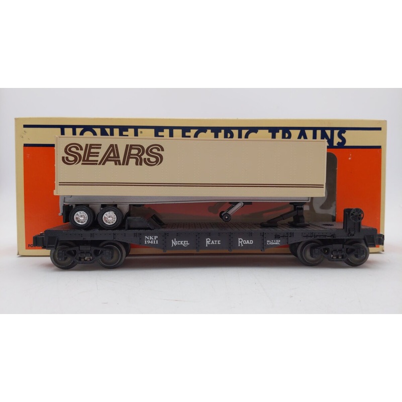 Lionel 6-19411 O Gauge Nickel Plate Road Flatcar w/Sears Trailer EX/Box
