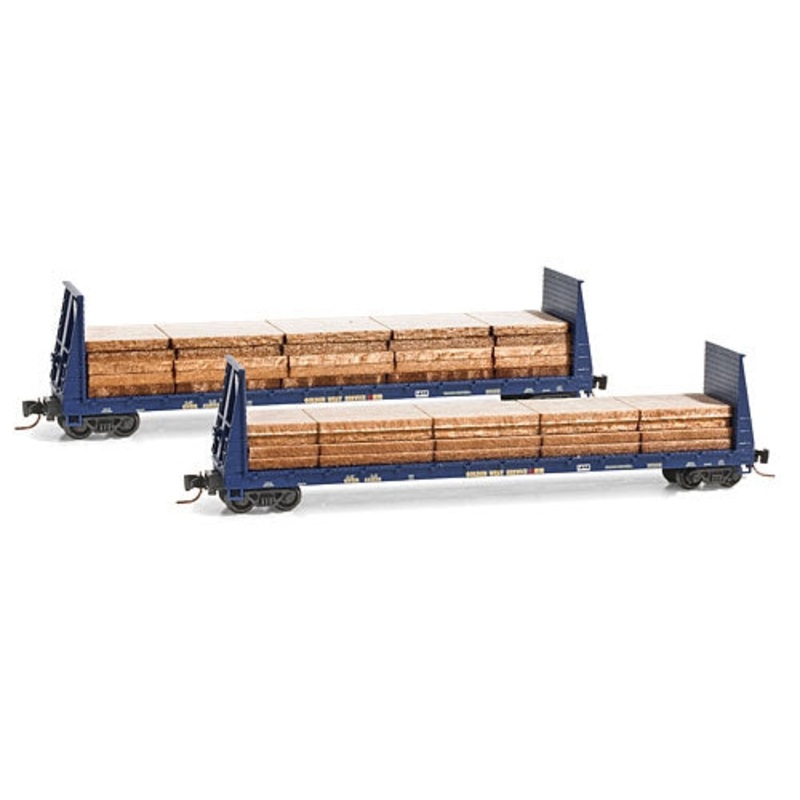 Micro-Trains 52700112 Z 60′ Golden West Service Bulkhead Flatcar w/Plywood Loads LN/Box