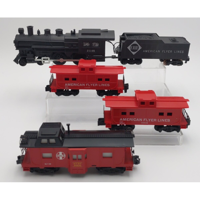 American Flyer Vintage & Modern S Steam Loco & Cabooses: 24636, 9405, 21165 [4] VG