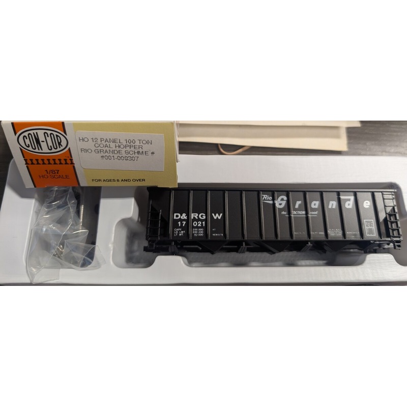Con-Cor 001-009307 HO 12 Panel 100 Ton D&RGW Rio Grande 3-Bay Coal Hopper #17021