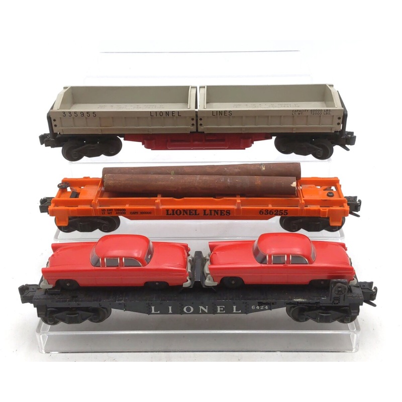 Lionel Vintage O Gauge Postwar Assorted Freight Cars: 3359-55, 6362-55, 6424 [3] VG