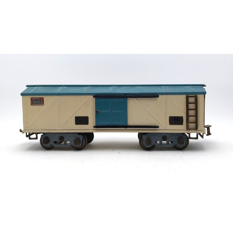 American Flyer 4018 Vintage Standard Gauge Beige & Blue Boxcar – Repainted