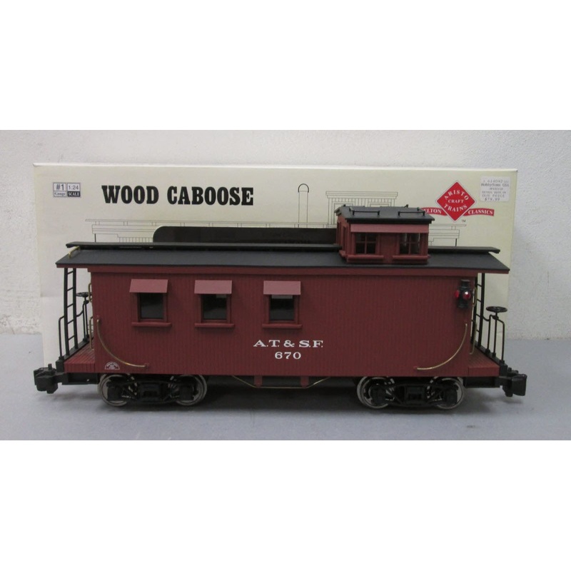 Aristo-Craft 82110 ATSF Wood Caboose – Metal Wheels EX/Box