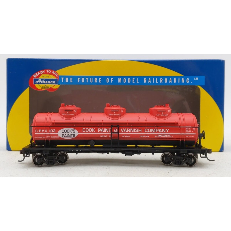 Athearn 73691 HO Cook Paint & Varnish RTR 3-Dome Tank #102 LN/Box