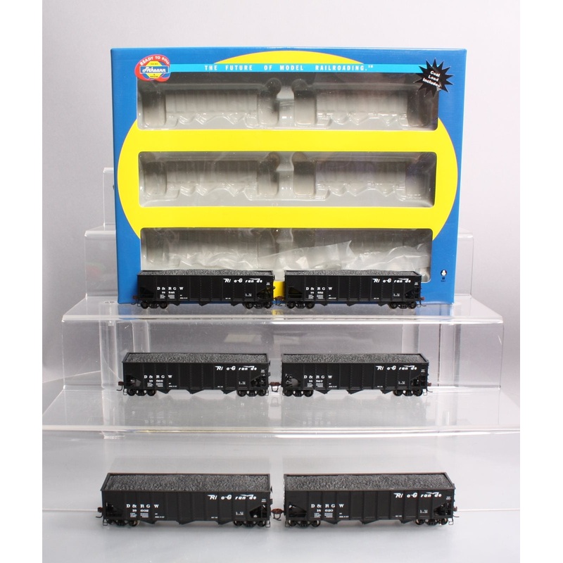 Athearn 76388 HO Scale Rio Grande 3-Bay Outside Braced Open Hopper (Set of 6) NIB