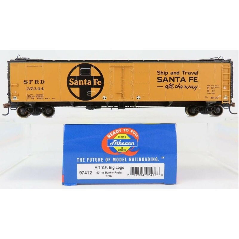 Athearn 97412 HO Scale Santa Fe ATSF 50′ Ice Bunker Reefer #37344 NIB