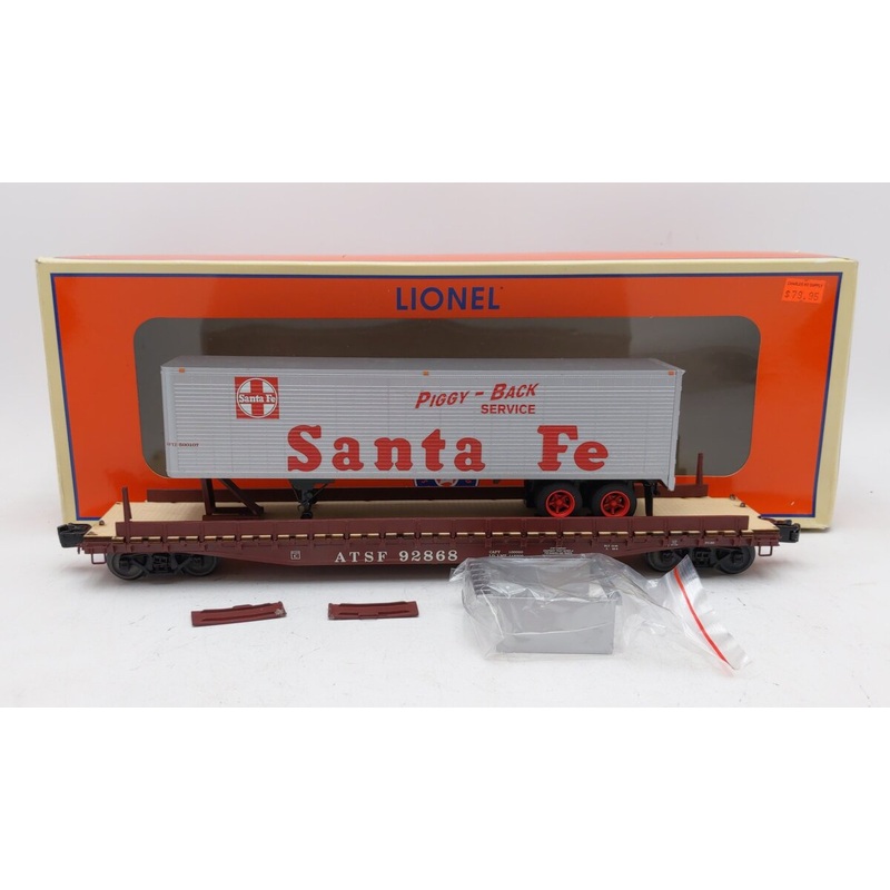 Lionel 6-82840 O Gauge ATSF PS-4 Flat with 40′ Trailer EX/Box