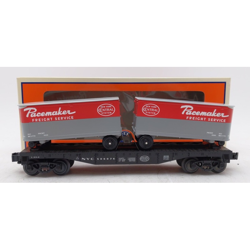 Lionel 6-83169 O New York Central Flatcar With Piggyback Trailers EX/Box