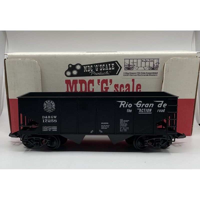 MDC G4201 G Scale Denver & Rio Grande Western 2-Bay Rib Side Hopper #17258 EX/Box