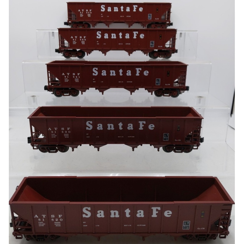 MTH 20-97058 O Gauge Santa Fe Premier 4-Bay Hopper Car Set (Set of 5) EX