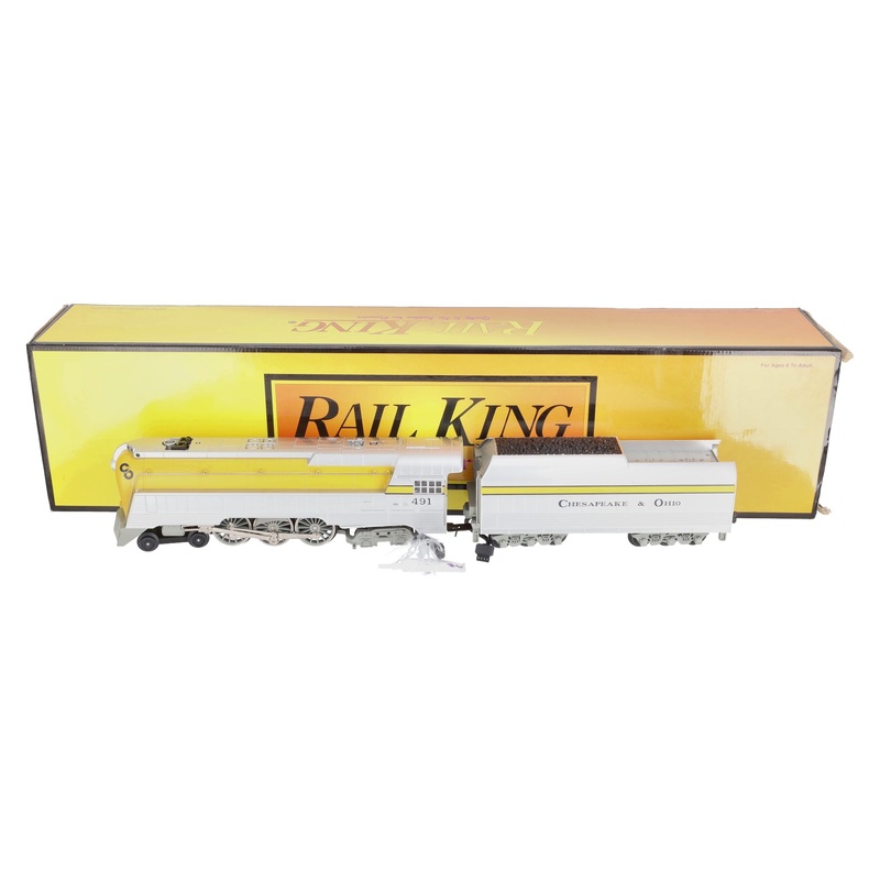 MTH 30-1161-1 O C&O Streamlined Hudson Steam Locomotive & Tender w/PS1 #491 VG/Box