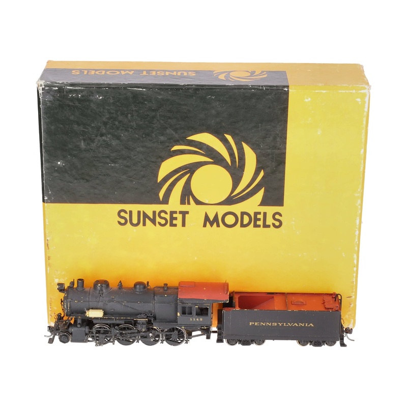 Sunset Models HO Brass PRR 2-8-0 Class H-8 Steam Locomotive & Tender- Painted VG/Box