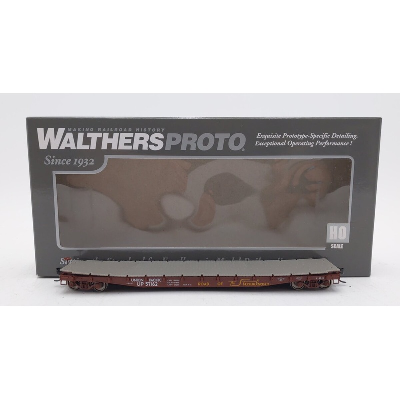 Walthers 920-104123 HO Union Pacific 53′ AAR Flatcar – Ready to Run #57162 EX/Box