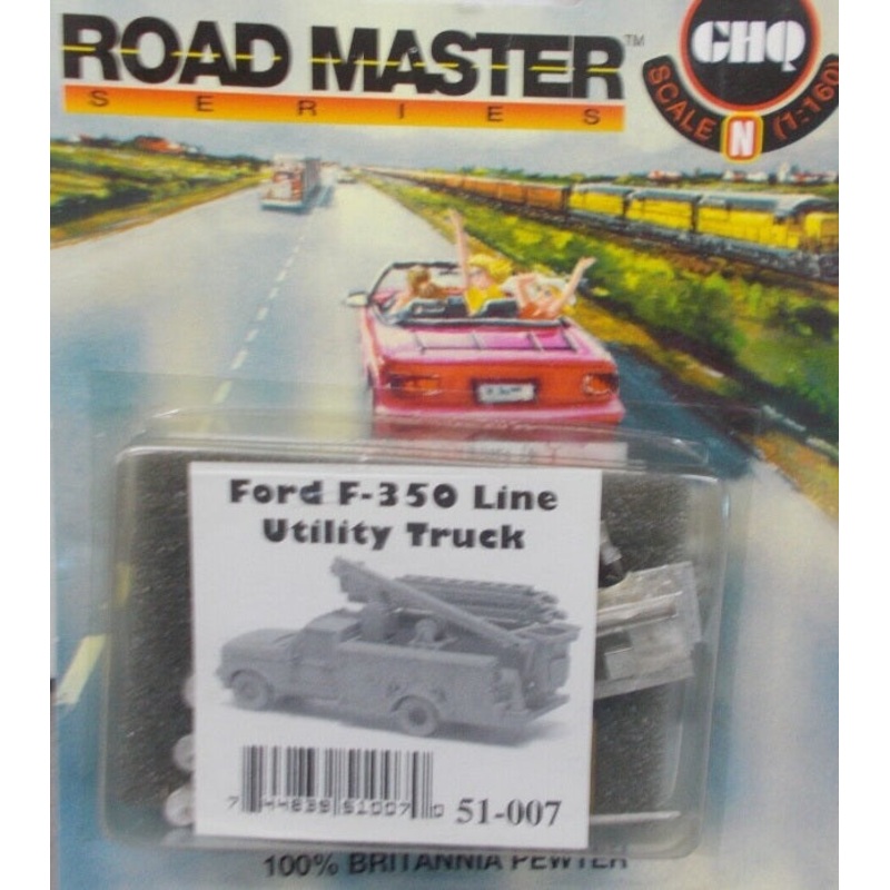 GHQ 51-007 N Unpainted Ford F-350 Pickup w/Utility Line Truck Body Pewter Kit