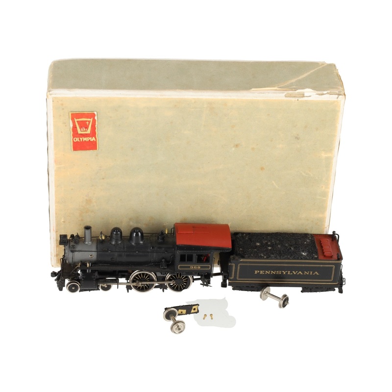 Gem Olympia GN-117 HO Brass PRR D-16 SB 4-4-0 Steam Locomotive & Tender -Painted VG/Box