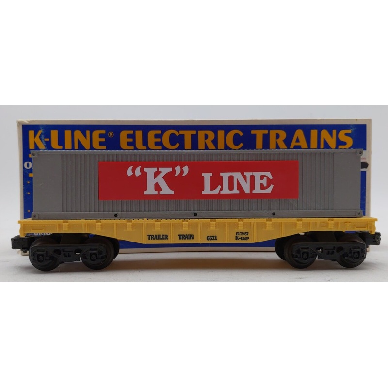 K-Line K6611 O Gauge Trailer Train Flatcar with K-Line Container EX/Box
