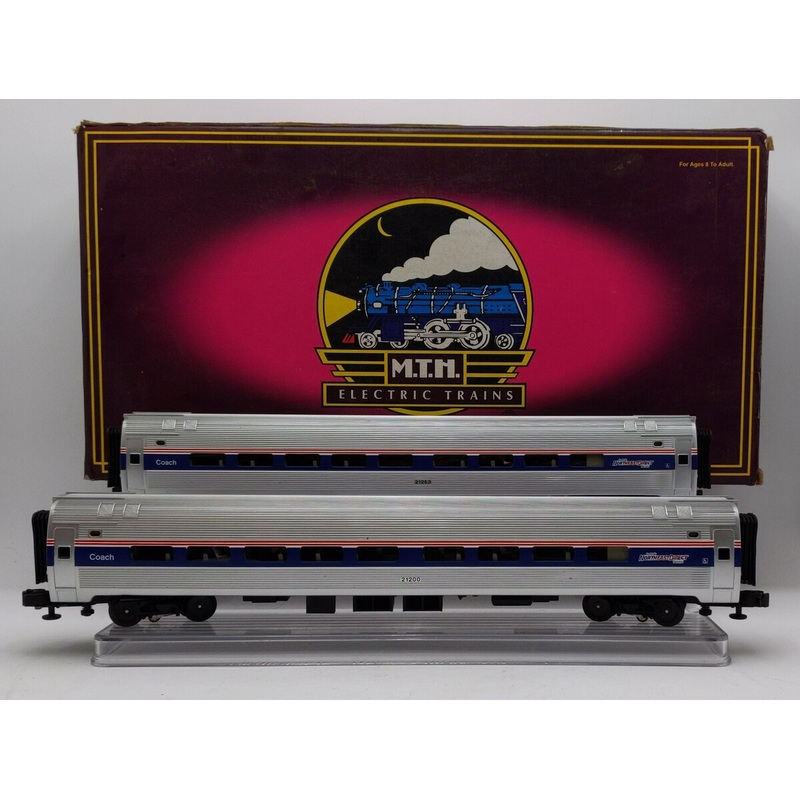 MTH 20-6656 O Amtrak Amfleet Phase IV Passenger Car Set (Set of 2) EX/Box