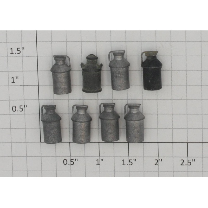 Acme 0618-5 O Scale Diecast Milk Cans with Handles (Bag of 8)