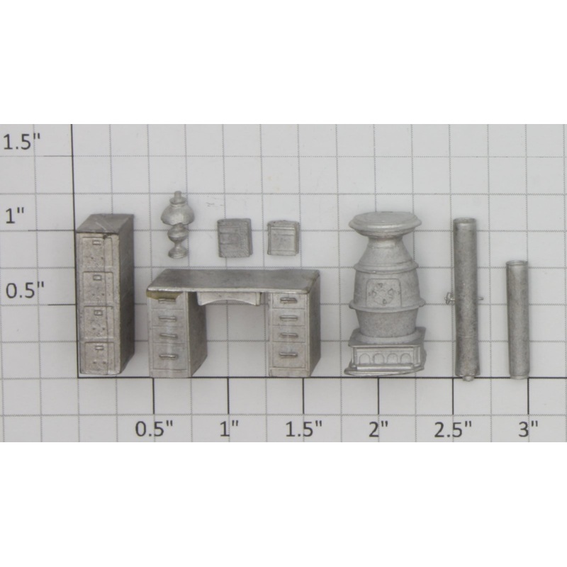 Acme 0619-2 O Gauge Diecast Office Furniture and Wood Stove