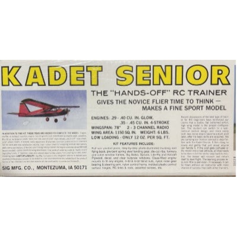 SIG RC58 Kadet Senior The Hands-Off RC Trainer Model Kit