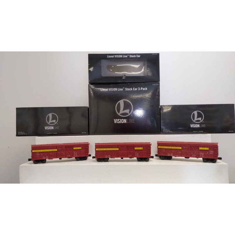Lionel 2026810 O VISIONLINE Armour Stock Car  (Set of 3) EX/Box