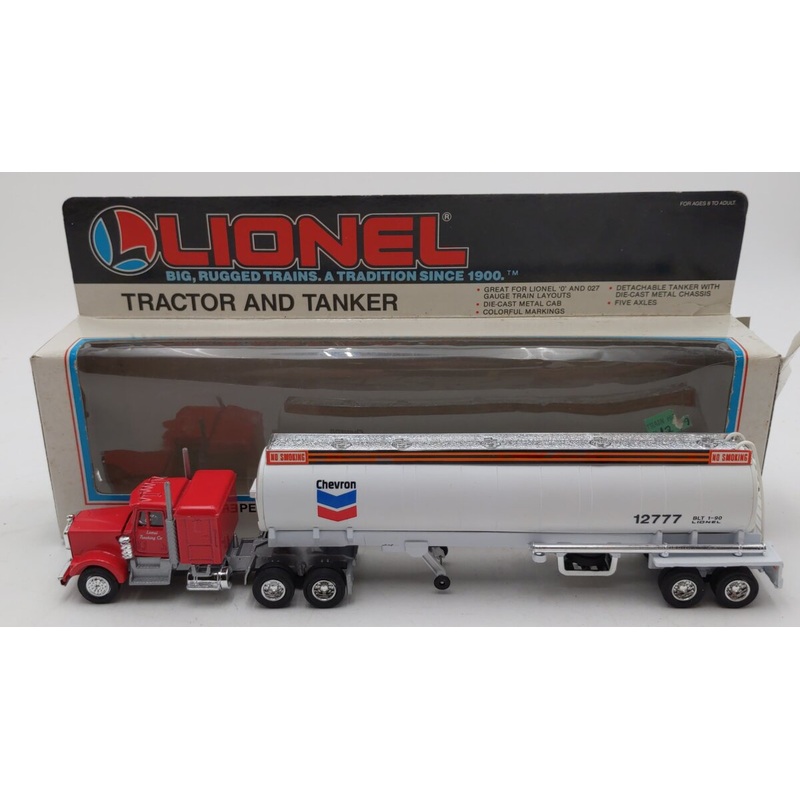 Lionel 6-12777 O Gauge Red Truck Chevron Tractor & White Tanker LN/Box