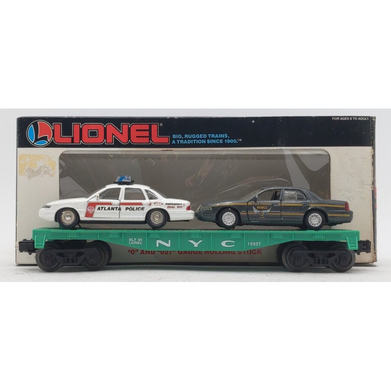 Lionel 6-16927 O Gauge New York Central Flatcar w/2 Police Cars EX
