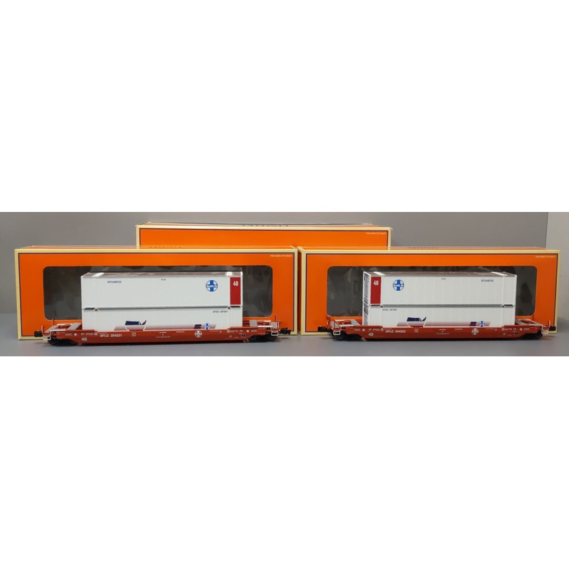 Lionel 6-21866 O Gauge Santa Fe Husky Stack Cars w/Containers #254221/#254222 LN/Box