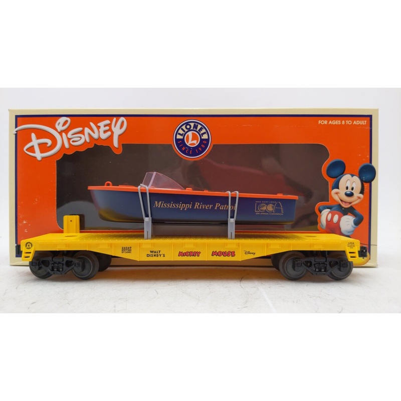 Lionel 6-26049 2005 LCCA Disney Flat w/Mississippi River Patrol Boat EX/Box