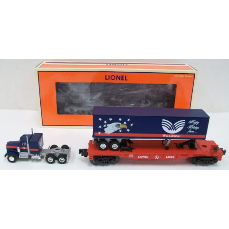 Lionel 6-39442 O Lionel Lines Flat Car w/ Wellsypring Tractor-Trailer Load LN/Box