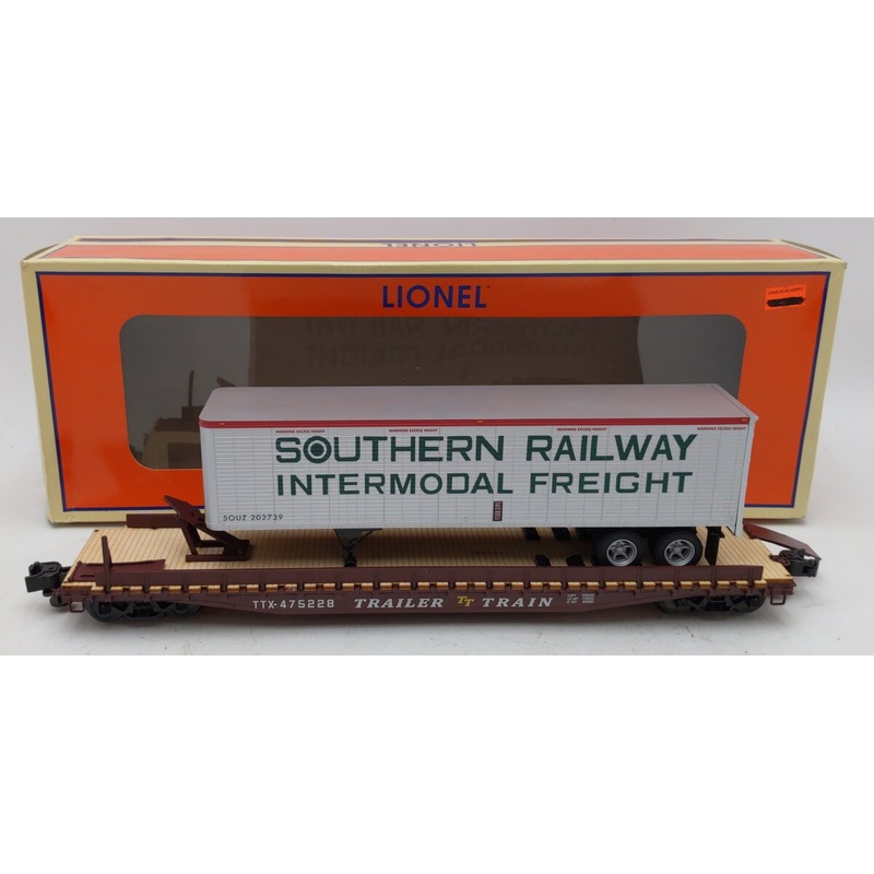 Lionel 6-84874 O Trailer Train/Southern PS-4 with 40′ Trailer #475227/202601 EX/Box