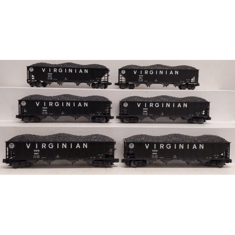 MTH 20-97063 O Gauge Virginian Premier 4-Bay Hopper Car Set (Set of 6) EX