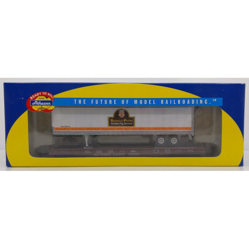 Athearn 92069 HO Scale Southern Pacific 50′ Flatcar with 45′ Trailer #510086 NIB
