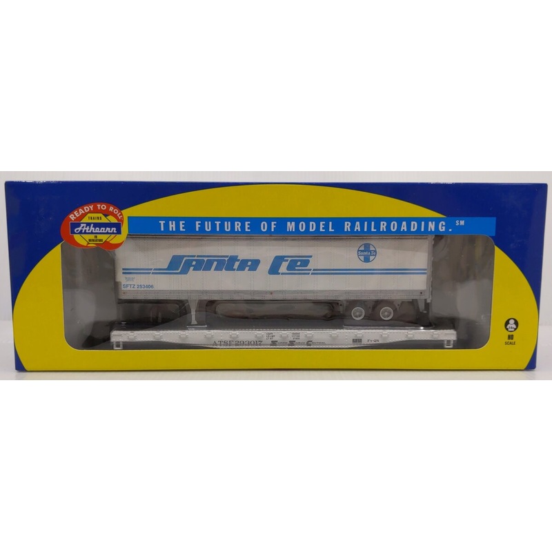 Athearn 97751 HO Santa Fe 50′ Flatcar w/45′ Trailer #293017 NIB