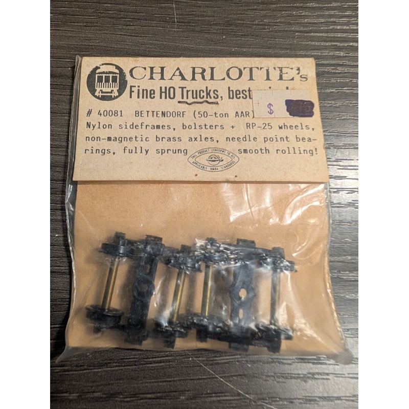 Charlottes 40081 HO Bettendorf (50-Ton AAR) Sideframes, Bolsters, & RP-25 Wheels