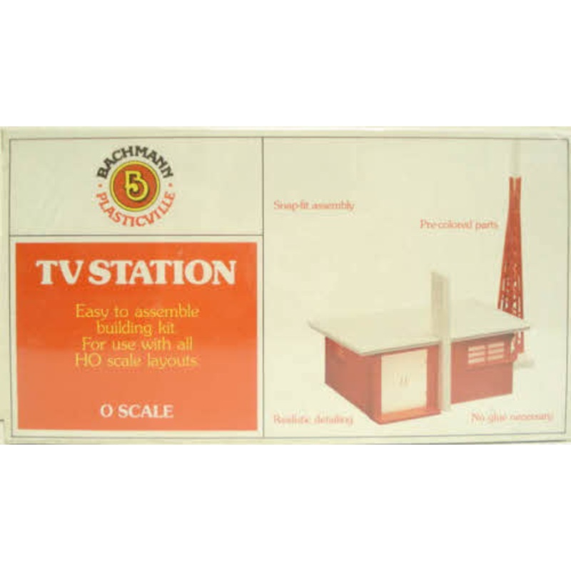 Bachmann 1964 O Plasticville TV Station Classic Snap-Fit Building Kit EX/Box