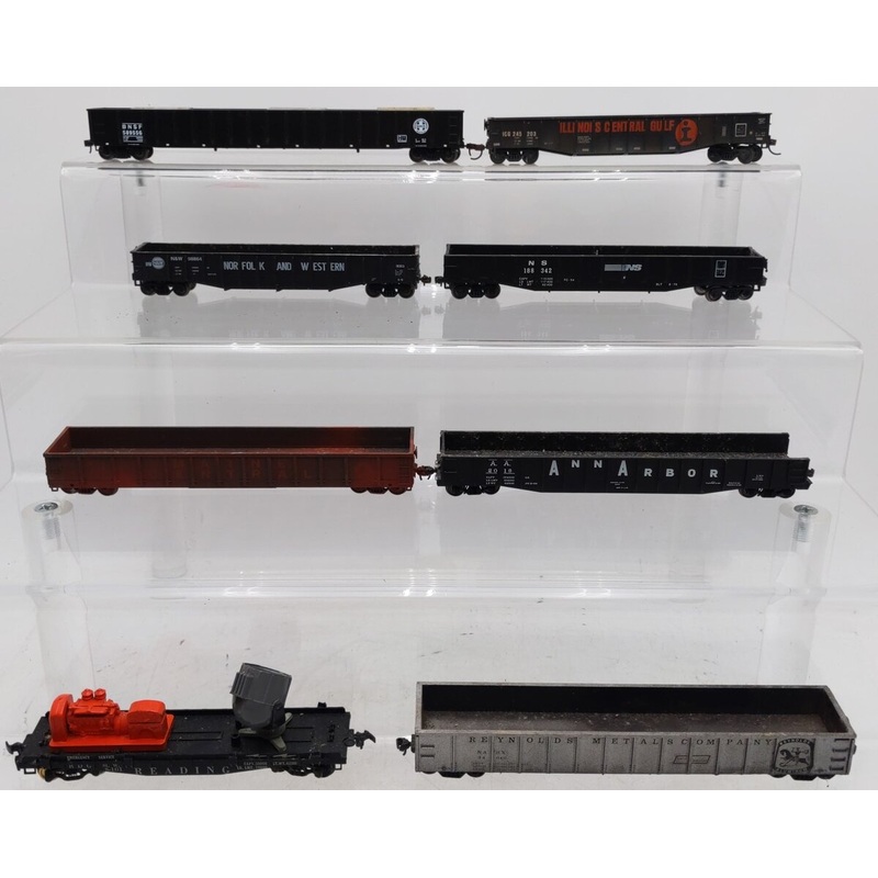HO Scale Assorted Custom Gondolas & Search Light Car [8] VG