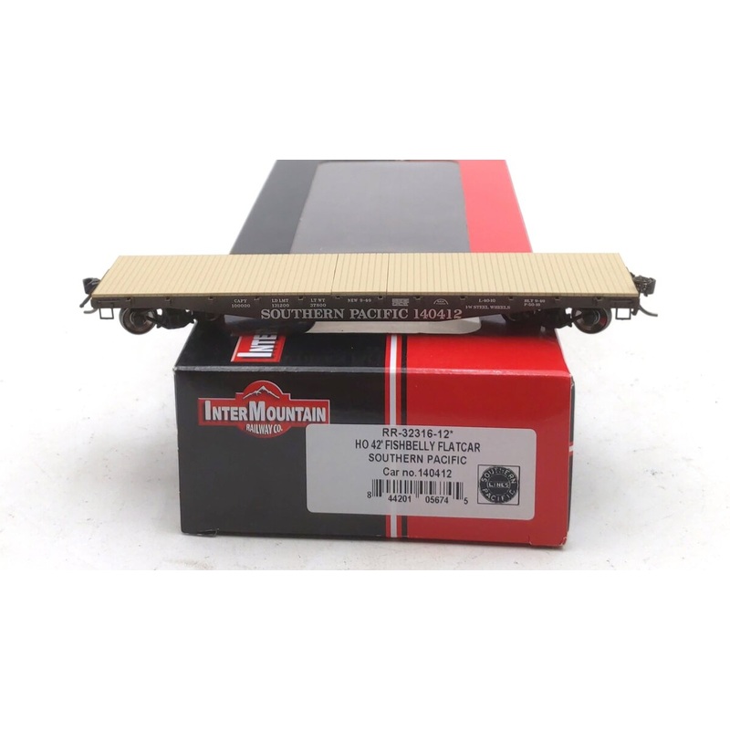 InterMountain RR-32316-12 HO Scale Southern Pacific Fishbelly Flat Car #140412 LN/Box